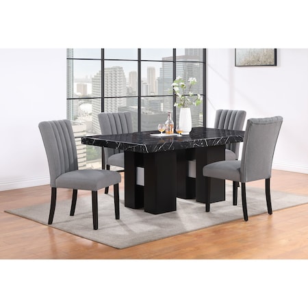 Global Furniture Usa Transitional Fabric, Paper D03 Dining Table + D8685 Dining Chair Grey 4507